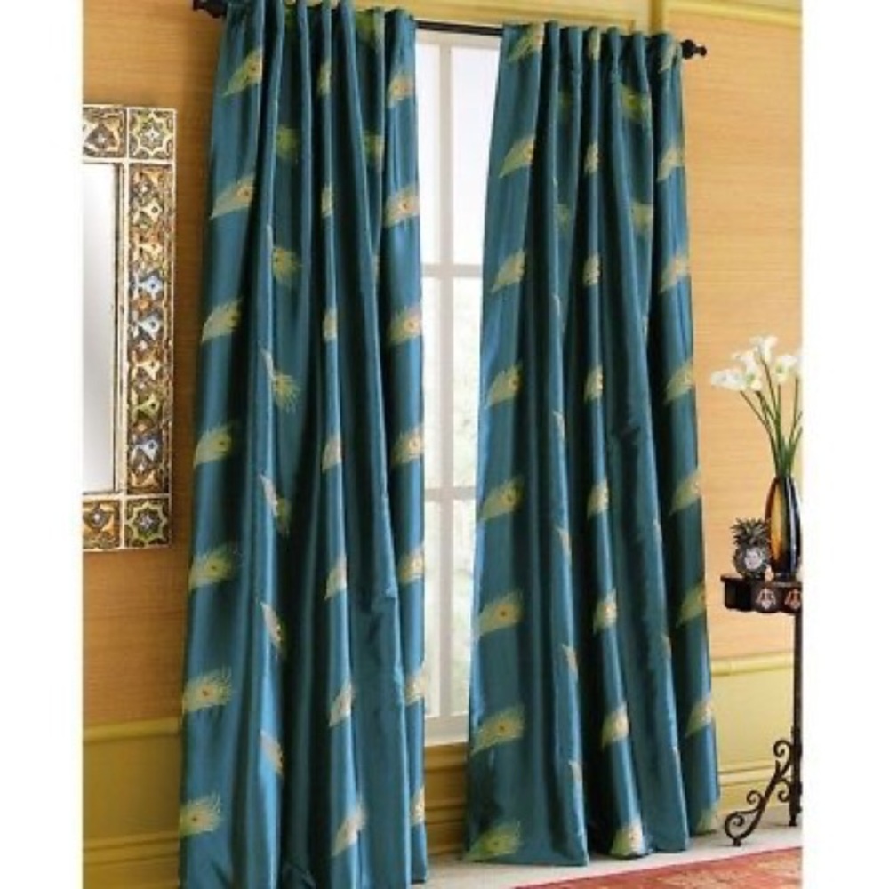 Set of 2 Pier 1 Imports Peacock Curtain Panels